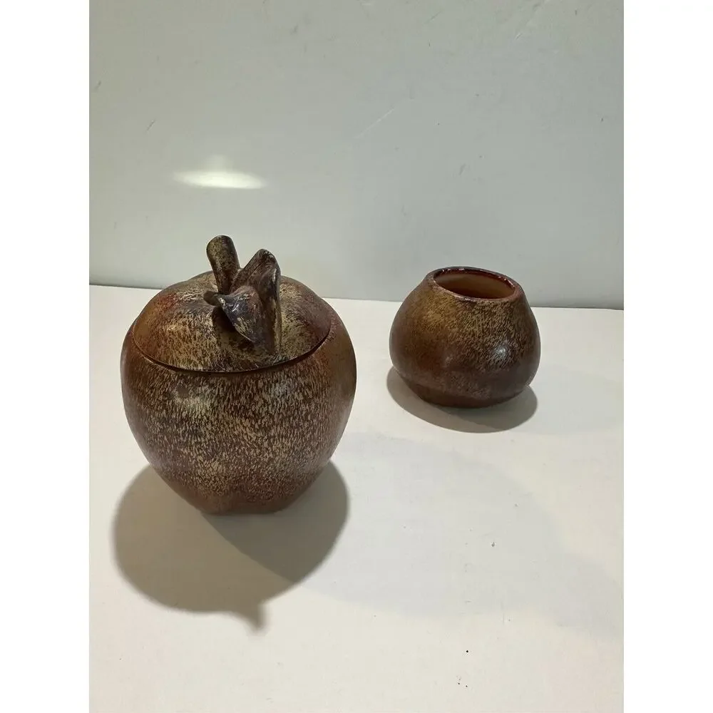 lot of 2 Seasons Candle‎ by Fitz and Floyd 2001 Apple + extra candle wax pottery